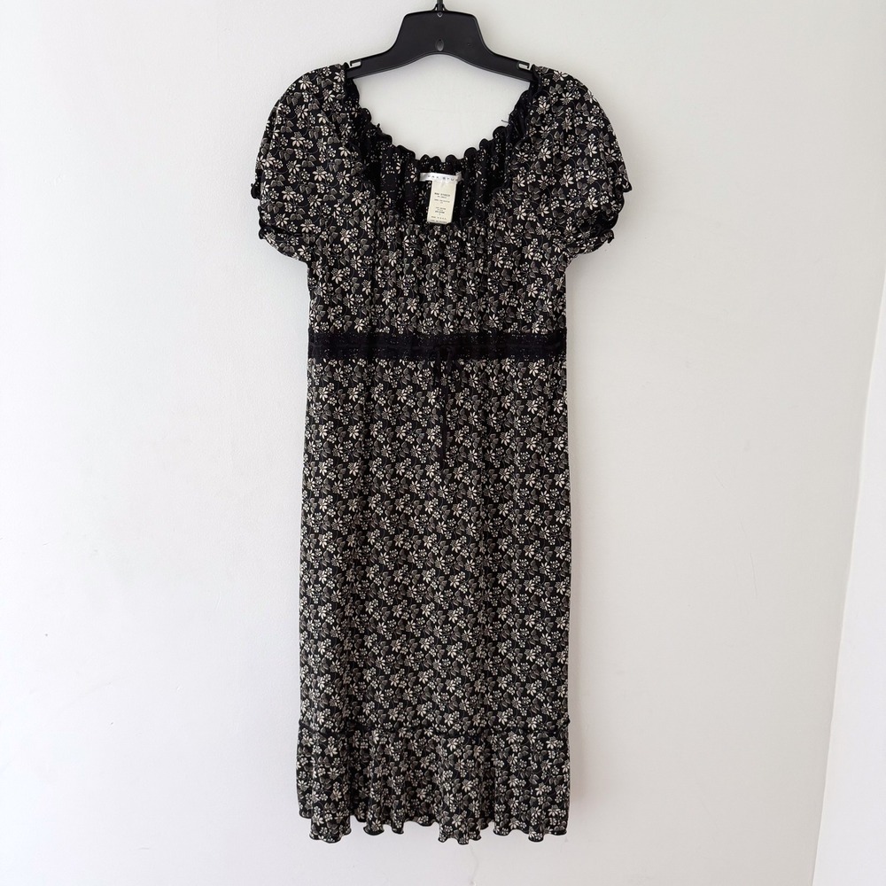 Y2K Max Studio Floral Midi Dress L Vintage Cottagecore Whimsigoth Made in USA